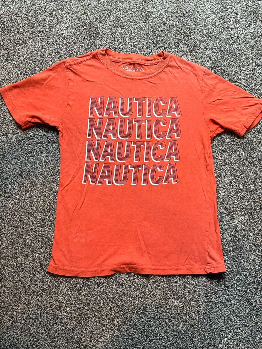 Nautica Boy’s Orange and White Logo Short Sleeve Tee, Size S (8)